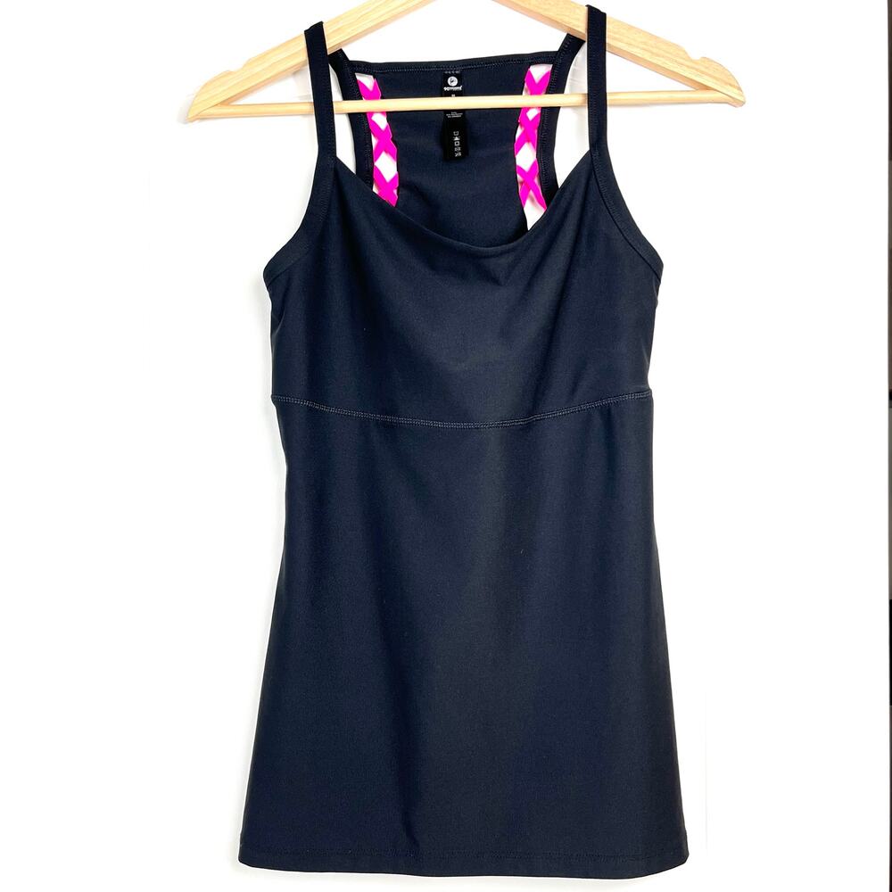 Reflex Womens Tank‎ Razorback Black Pink Accent Size M Athleisure Fitness